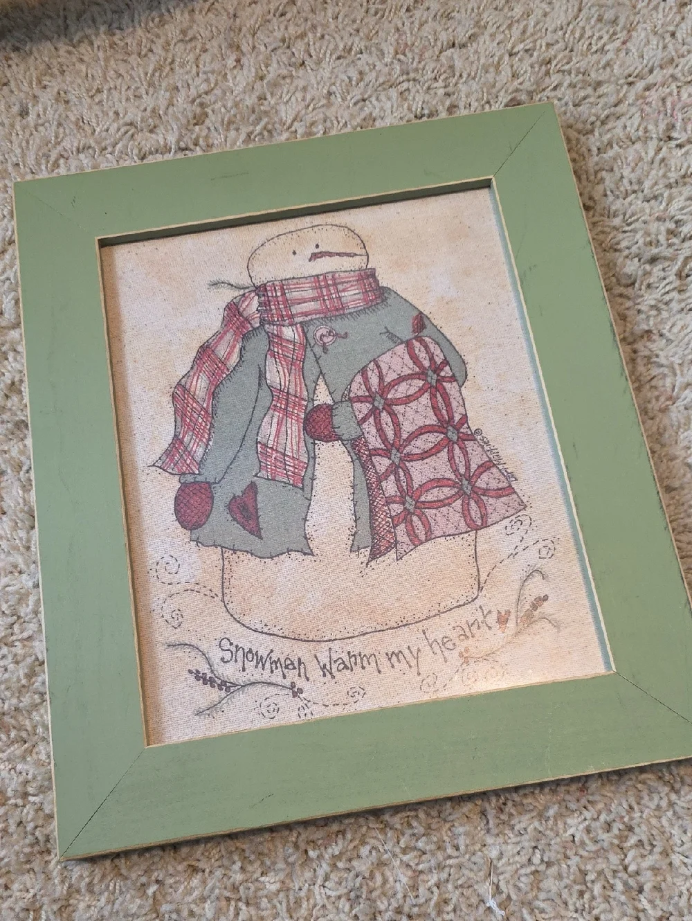 Folkart Green Framed Snowman Wall Art - Winter Home Decor - Lori Maphies